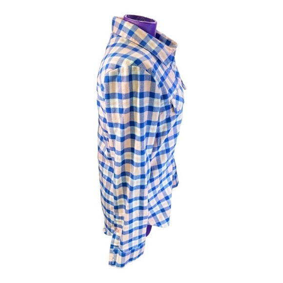 Matix blue tan plaid flannel button up women's shirt S - Picture 3 of 11